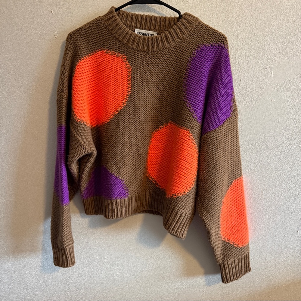 Essentiel Antwerp Chunky Knit Polka Dot Sweater Artsy Small